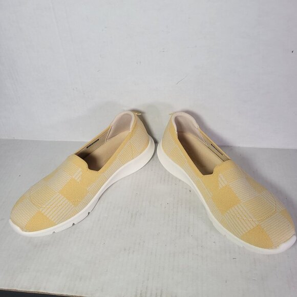 Spenco Women Comfort Stretch Ease Yellow & White Pattern Slip-On Sneakers Sz 10W - Picture 6 of 8
